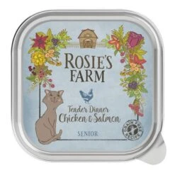 Rosie's Farm Adult Saver Pack Trays 48 X 100g -Perfect Care Shop 106407 pla rosie sfarm cats senior chickensalmon 100g 4