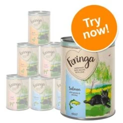 Feringa Single Meat Menu Mixed Trial Pack 6 X 410g -Perfect Care Shop 1238430 228710 probiermix feringa single meat 3 sorten ente kalb lachs 6x410g katze nass try now 3