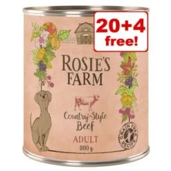 24 X 800g Rosie's Farm Adult Wet Dog Food – 20 + 4 Free!*