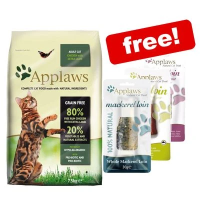 7.5kg Applaws Dry Cat Food + 3 X Applaws Cats Loin Free!* 1 7.5kg Applaws Dry Cat Food + 3 X Applaws Cats Loin Free!*