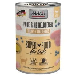 MAC's Cat 6 X 400g -Perfect Care Shop 217997 pla macs katzenfutter pute heidelbeeren 400g hs 01 7