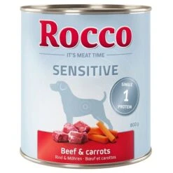 24 X 800g Rocco Sensitive Wet Dog Food - 20 + 4 Free!* -Perfect Care Shop 259796 pla rocco sensitive beefcarrots 800g 1000x1000 8 1