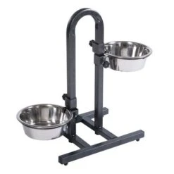 U-Shaped Dog Bowl Stand With Stainless Steel Bowls