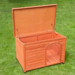 Woody Flat-Roofed Dog Kennel (incl. Free Plastic Door) -Perfect Care Shop 331566 hundeh tte woddy inkl tuer offen 3