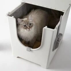 Modkat Flip Cat Litter Box -Perfect Care Shop 69620 pla modko katzentoiletteflip halfopen wcat 1