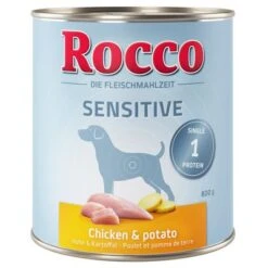 24 X 800g Rocco Sensitive Wet Dog Food - 20 + 4 Free!* -Perfect Care Shop etikett rocco nf sensitive 800g huhn 1000x1000 8