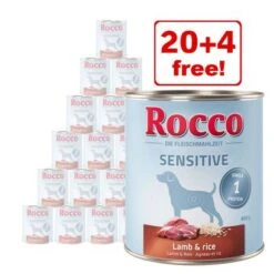 24 X 800g Rocco Sensitive Wet Dog Food - 20 + 4 Free!*